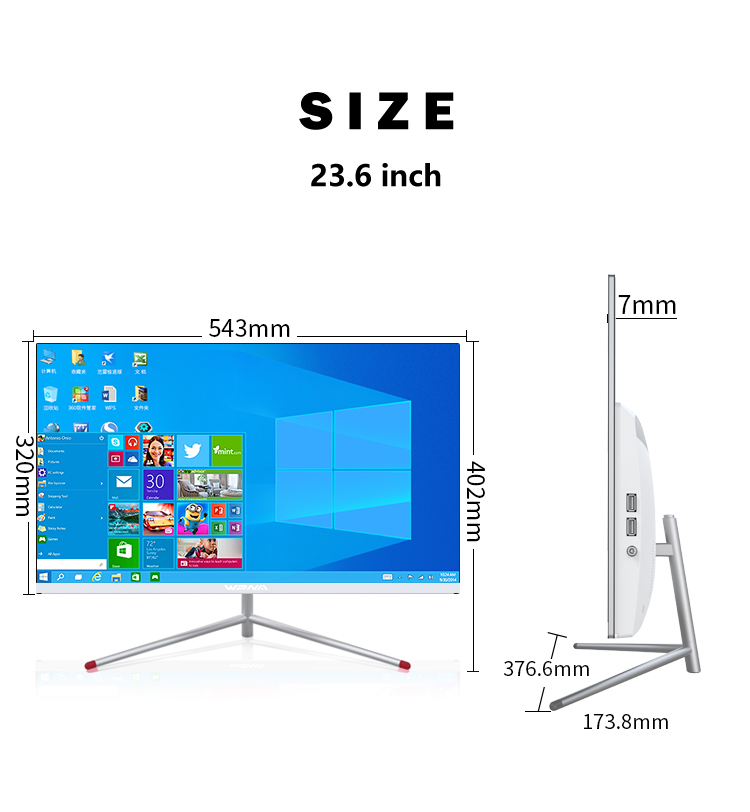 23.6 Inch Full HD Core i3/i5/i7 Desktop Computer All in One Barebone PC for Business
