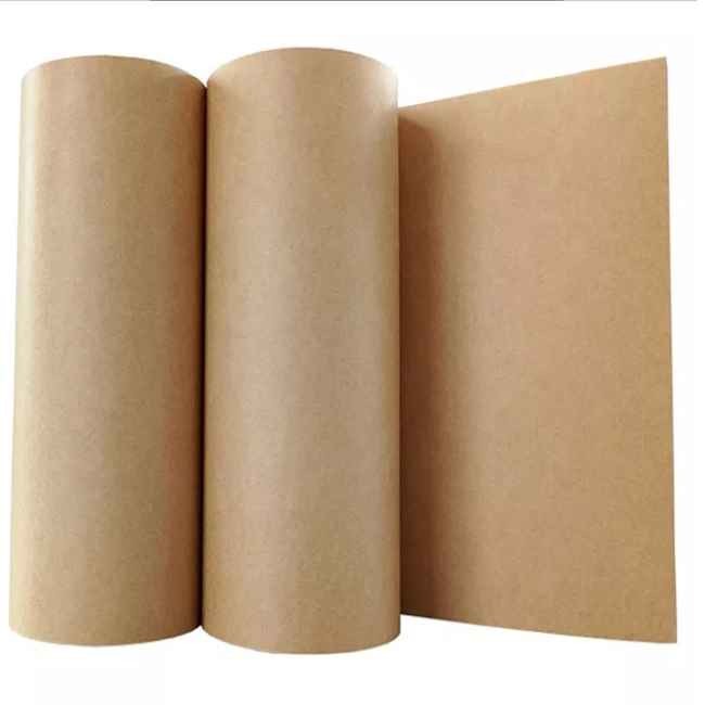 Virgin Pulp Recyclable Eco Friendly Brown Wrapping Paper Smooth Packing Roll