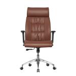 3D Armrest Brown Leather Executive Leather Office Swivel Chairs SGS Aluminum