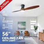 DC Motor 56 Inch Solid Wood Ceiling Fan Decorative Remote Control