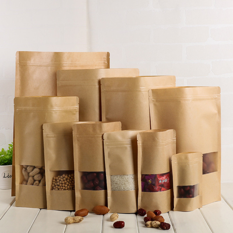 Eco friendly Snack Food Spices Packaging Kraft Paper Plastic Zip Lock Bag