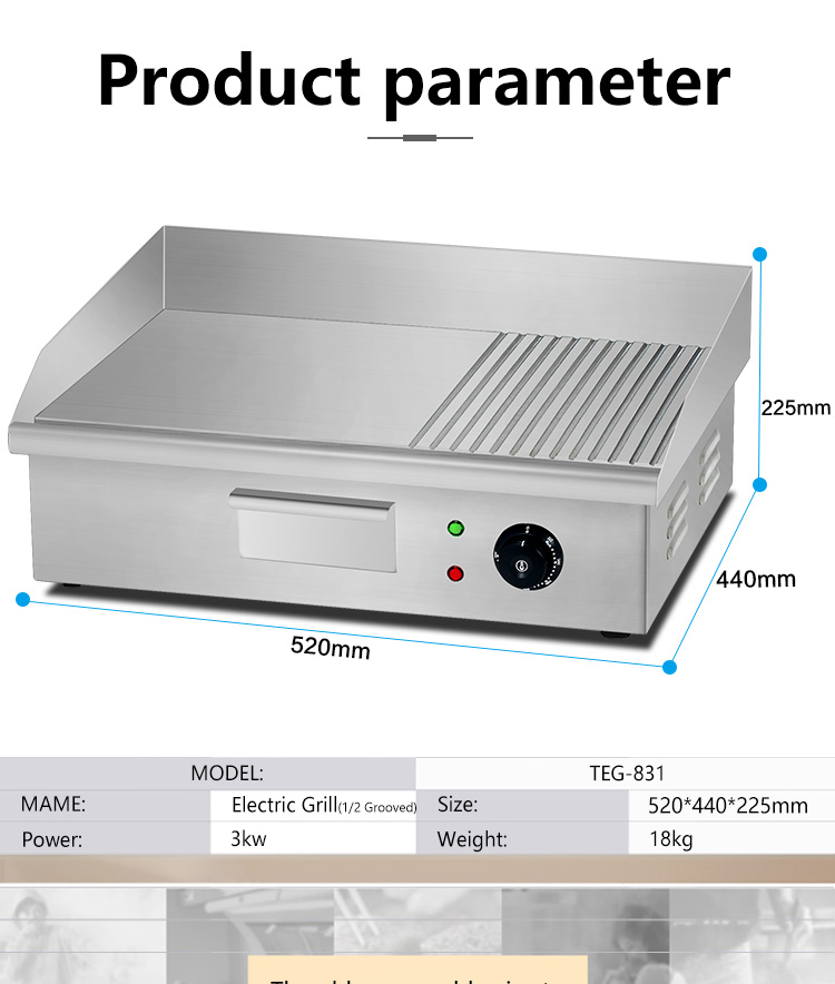 Non-Stick Stainless Steel Electric Flat Top Griddle and Grill for Restaurant Kitchen
