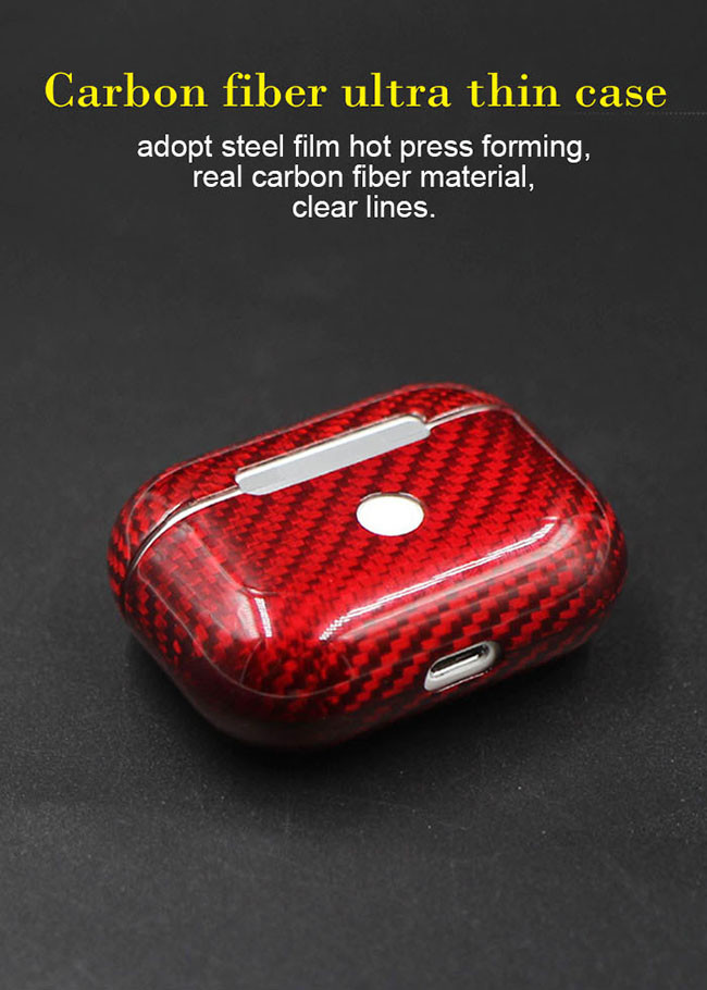Airpods Pro 3 Red Waterproof 3K Carbon Fiber Airpods Case