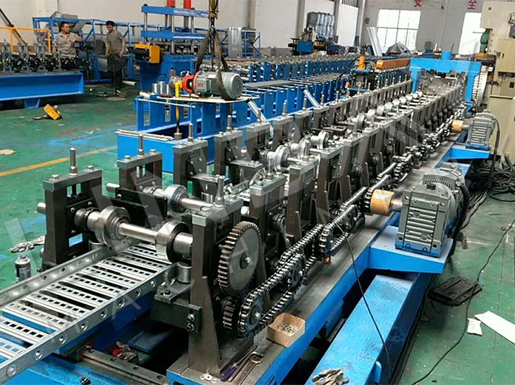 Galvanized Steel Punch Press Automatic Cable Ladder Tray Roll Forming Production Line