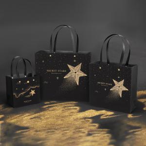 Wholesale Black Stamping Star Shopping Bag Customized Logo Printed Tote Paper Gift Bags from china suppliers
