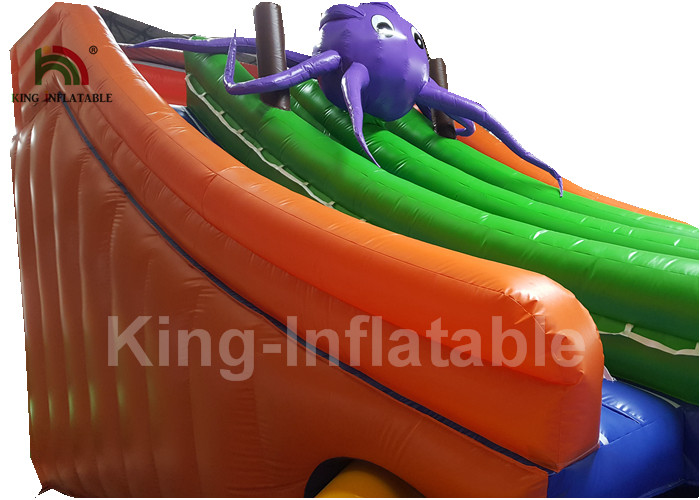 Penguin Blue White Inflatable Blow Up Water Park With 16m Diameter Pool And Slide