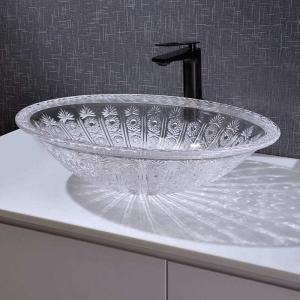 Wholesale Oval Shape Wash Basin Bowl Counter Top Crystal Clear Vanity 530mm Length from china suppliers