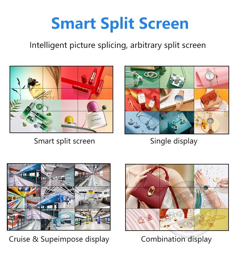 3*3 Multi Screen DID LCD Video Wall 55" 4k 1.7mm bezel LED TV Display For Media EDA/CAD Models