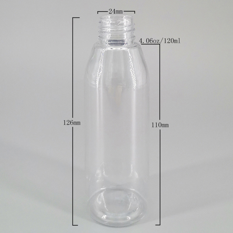 4.06oz120ml Clear Cylindrical PET Cosmetic Bottle Customizable Body Lotion Shampoo Emollient Cream Plastic Bottle