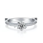 White Moissanite And Sapphire Platineve Diamonds Jewelry Engagement Women Ring