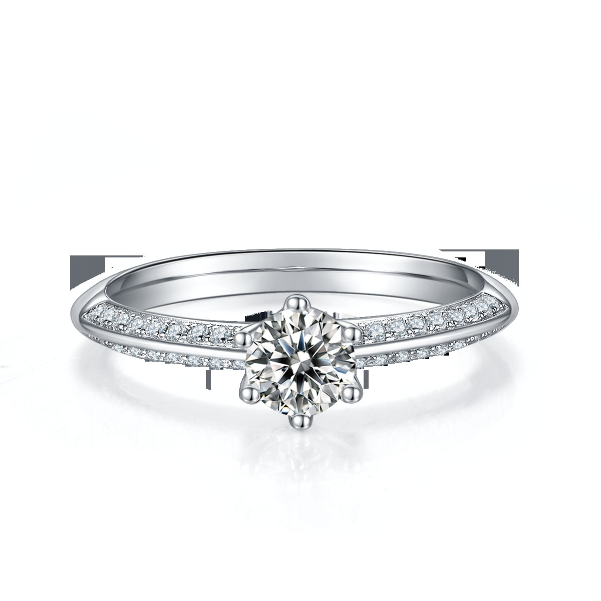 White Moissanite And Sapphire Platineve Diamonds Jewelry Engagement Women Ring