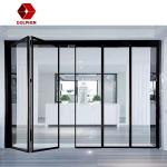 Accordion Double Glazed Aluminium Glass Folding Doors Thermal Insulation