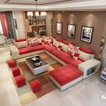 Crushed Velvet Fabric Custom Sofa Bed Leather Border Living Room