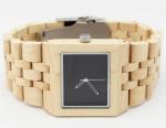 Swiss Movement Square Face Wooden Watches 3 ATM Waterproof Custom Made