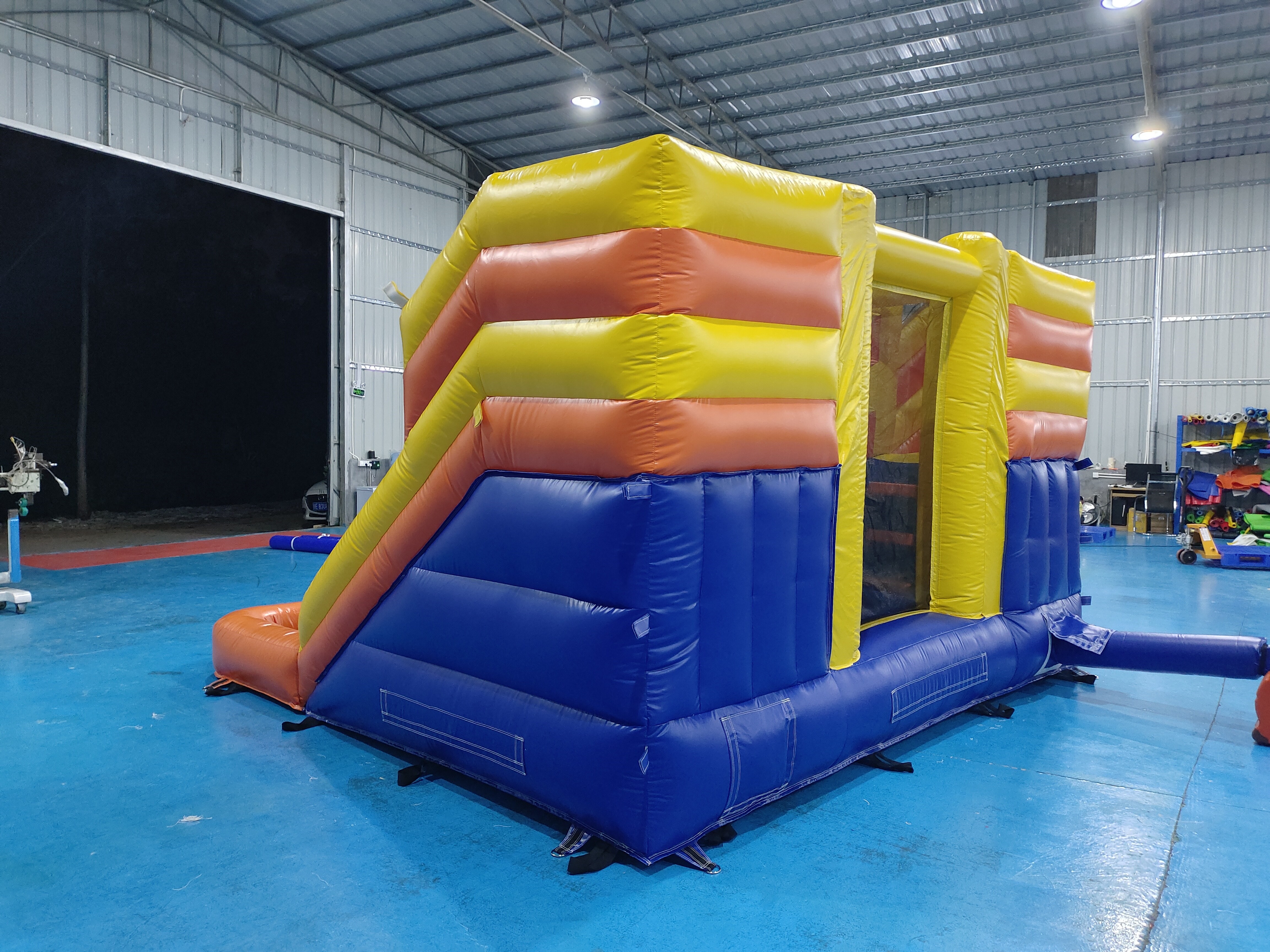 Commercial Inflatable Bounce House With Double Slides Inflatable Water Slides Yellow Jungle For Outdoor Party