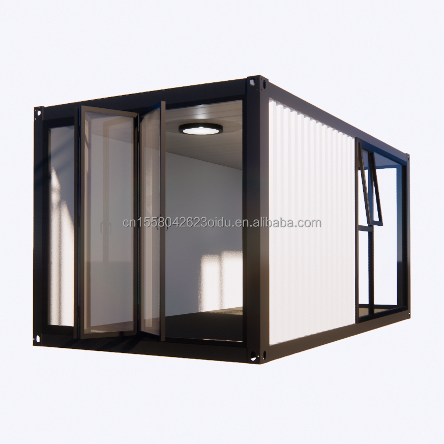 Conveniently Portable Flat Pack Sandwich Panel Architecture Container for Coffee Bar Convenience Store or Camping Site