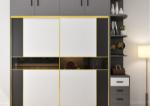 Mirror Door Modern Luxury Corner Walk In Closet Unit Storage Clothes Wardrobe