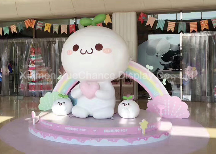 White Color Fiberglass Cartoon Character Statues For Mall Decorations