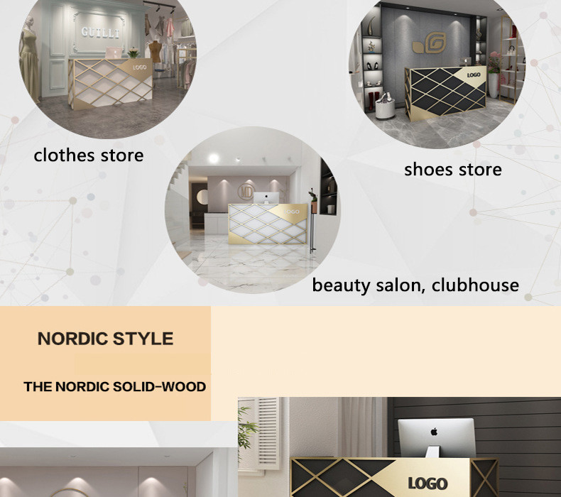 Nordic Style Reception Desk Display Case Custom Logo For Bar / Beauty Salon