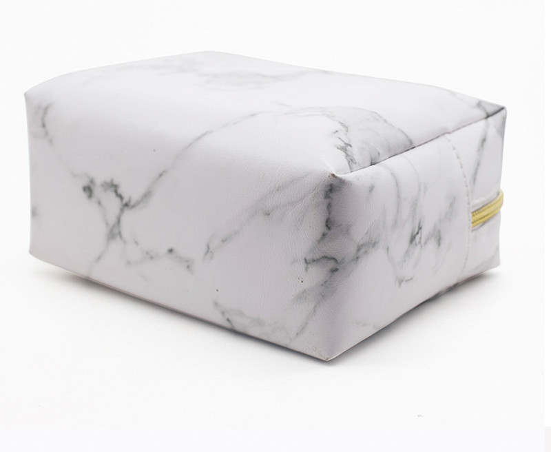 White Marble Leather Cosmetic Bag Blanks Promotion PU Makeup Brushe Bag