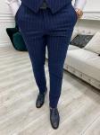 Mens Striped Sax Slim Fit Three Piece Tuxedo For Wedding