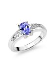 Oval Natural Primal Gold 14 Karat White Gold 6x4mm Pear Tanzanite Ring -Handmade