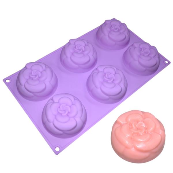 Anti Tear Handmade Silicone Soap Mold 6 Cavities Flowers Shape For Cake