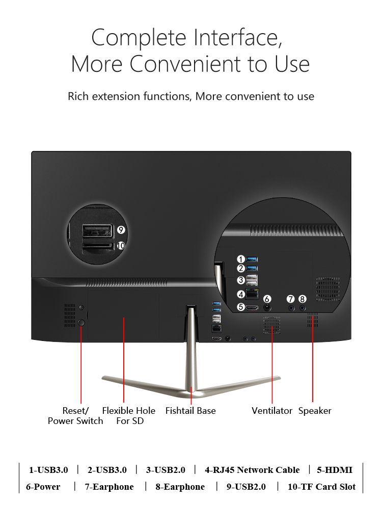 21.5" Monoblock All In One PC with Dual Core Processor 4GB RAM 128GB SSD Touch Screen