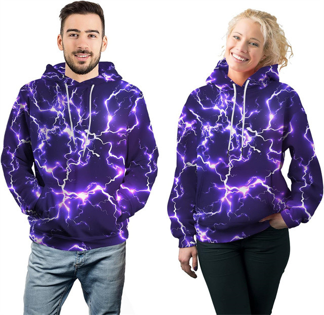 Unisex New Men's Novelty Hoodies Cool Lightning Graphic Hoody Fleece Pullover Hooded Sweatshirts