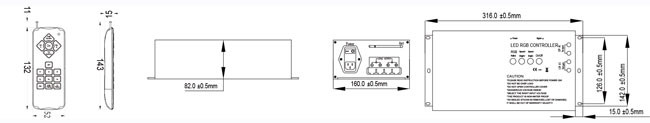 All - In - One 12V RGB LED Controller Black Color With CE / ROHS Certification