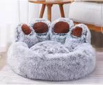 Amazon Top Selling Pet Beds Round Sofa Dog Donut Washable Nest Bear Paw Shape