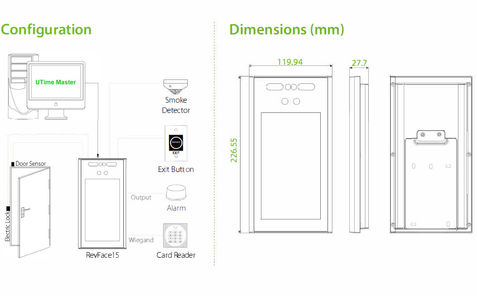 7 Inch IP65 Masked Facial Recognition Time Attendance System RS232