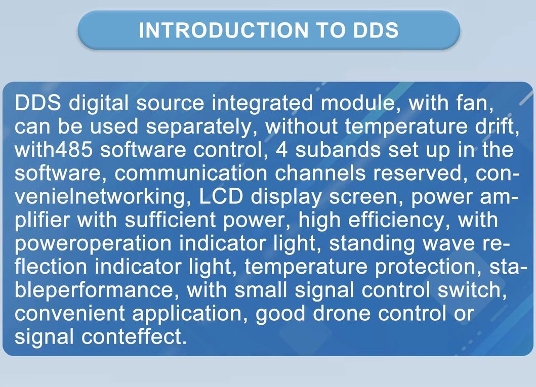 Dds 900-1020MHz 50W High Power Integrated Module 200-6GHz Customizable Broadband Amplifier Alarmswitch Over-Temperature Anti Fpv