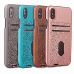 ID Credit Card Slot Embossed Leather Back Phone Case For Iphone X,For iPhone X