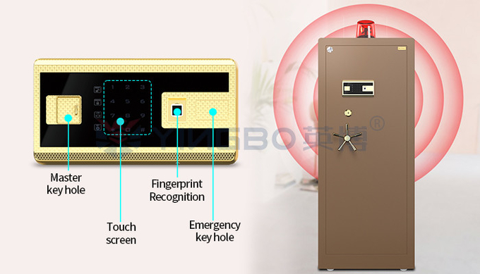 Solid Steel Brown Jewelry Safe Biometric Fingerprint Lock H1500mm Luxury Watch Safes