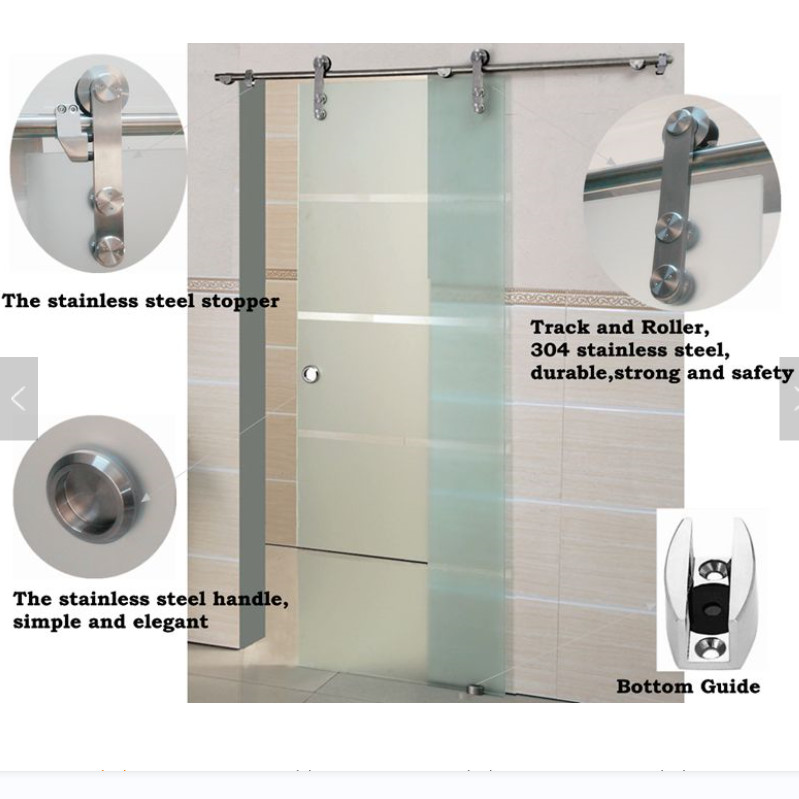 Stainless Steel Sliding Tempered Glass ，Customized Glass Barn Doors
