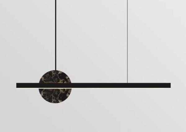 Italian style copper restaurant chandelier marble minimalist luxury dining table
