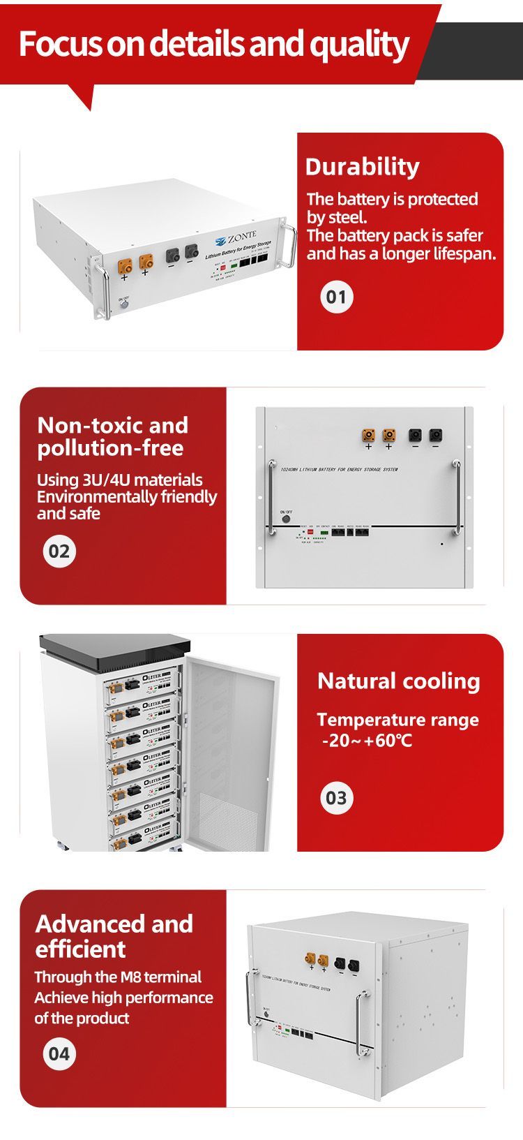 51.2V 100ah Lithium Solar System Photovoltaic Battery Power Supply for Low Pressure Rack Type AGM Energy Storage System