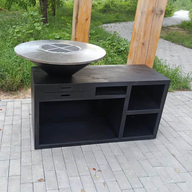 Portable Charcoal Barbecue Grill Weathering Steel 3 In 1 Bbq Grill D1000mm
