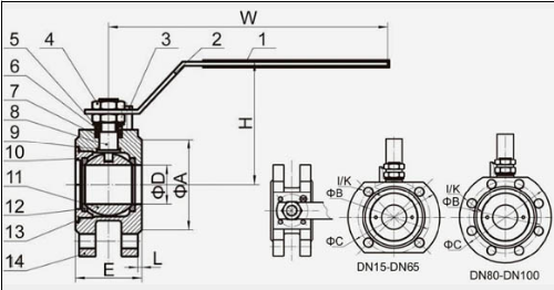 Full Bore 6" Wafer Ball Valve PN16 Pressure ISO 5211 Mounting Pad