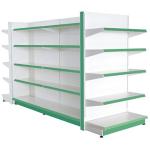 Assemble Green Supermarket Display Racks Metal Grinding Back Panel