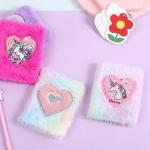 Soft Cover 2022 Craft Cartoon Animal Plush Unicorn Fluffy Notebook for Girls 4