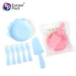 11pcs/Bag Disposable Cake Tableware Sets Plastic Plate Fork Knife Birthday Party