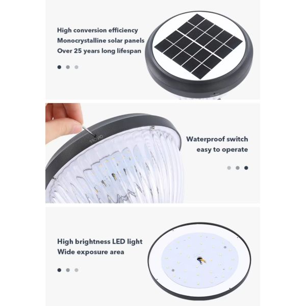 LED Solar Pillar Light With Durable Aluminum Shell Warm White Light For Outdoor Yard Columns