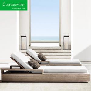 Wholesale Teakwood Frame Modern Outdoor Sun Lounger with Water-resistant Fabric Cushion from china suppliers