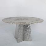 Stainless Steel Marble Dining Table 6 Seater Marble Look Dining Table