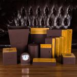 brown luxury trapezoid faux leather hotel room trash cans manufacturer for hotel