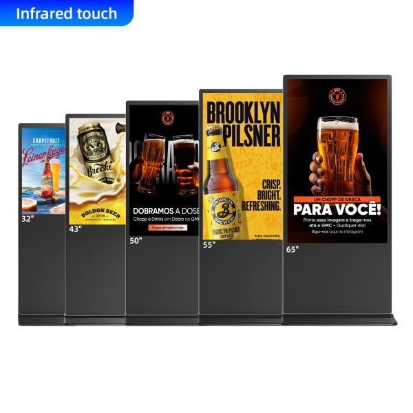 55" Floor Standing LCD Digital Signage With Infrared Touch Android 11 OS