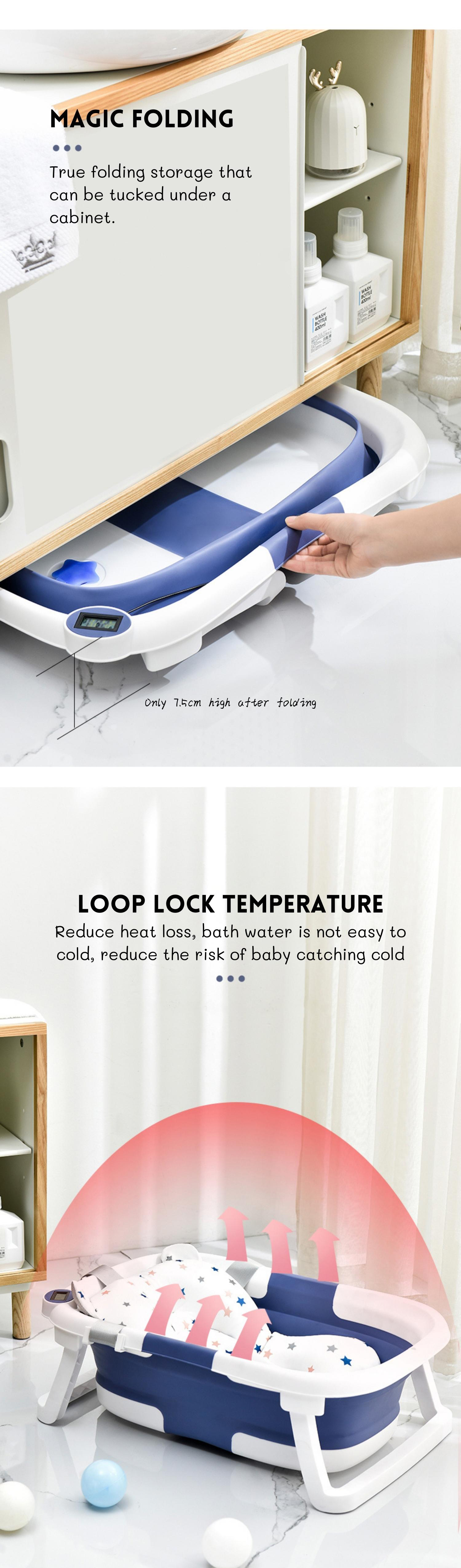 OUNINBEAR High Durability Plastic Collapsible Bathtub Kids Bathtub