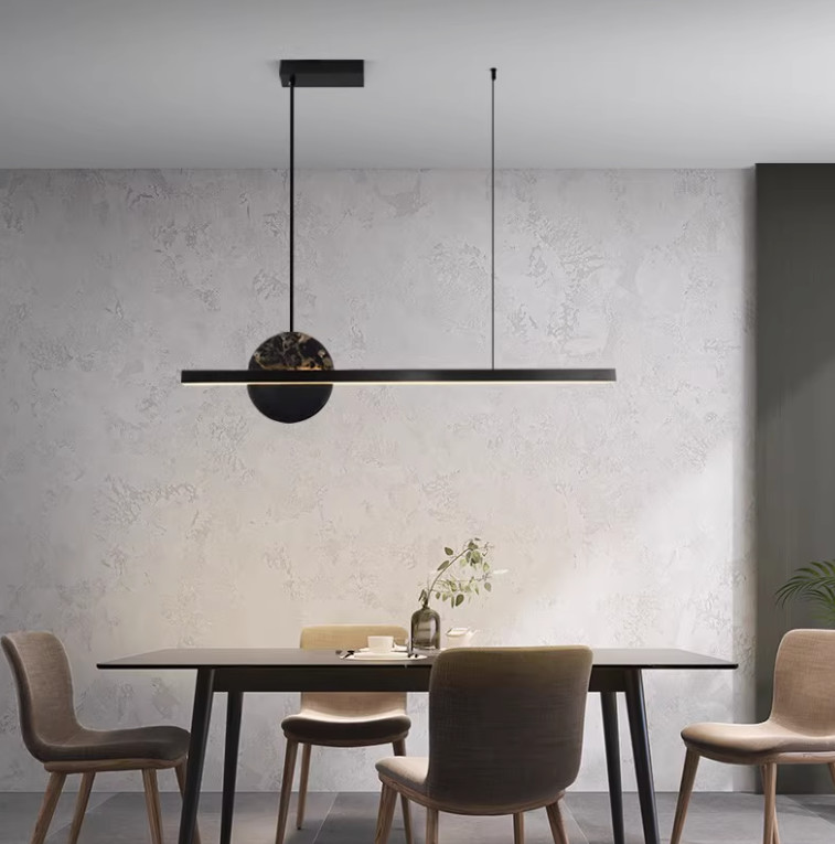 Italian style copper restaurant chandelier marble minimalist luxury dining table lamp modern minimalist designer bar long strip lamp